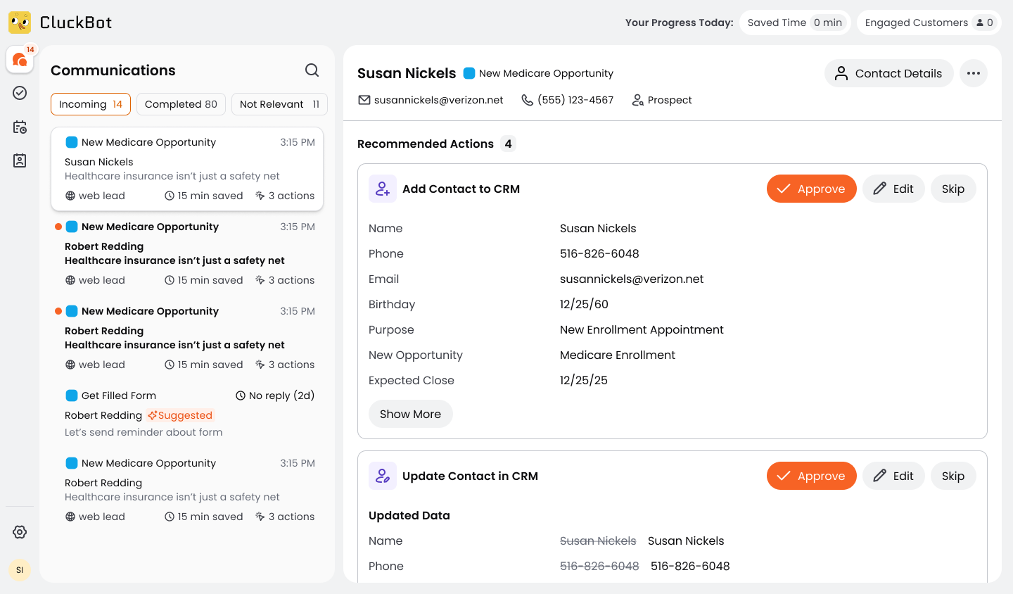 CluckBot processing communications